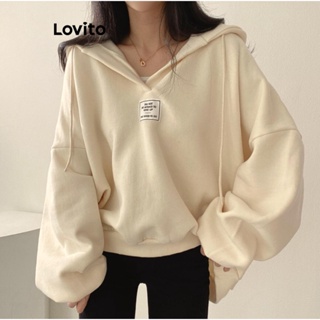 Lovito Moletom Casual Com Remendo Liso Para Mulheres LNA40202