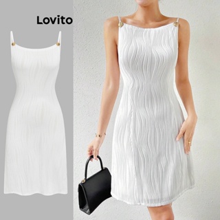 Lovito Vestido Casual Simples Com Botões Plissados Para Mulheres L74ED100
