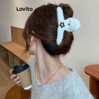 Lovito Presilhas De Cabelo Fofas De Estrela De Pelúcia Temperamento Outono E Inverno Para Mulheres LFA10506