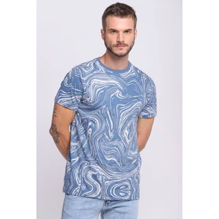 Camiseta Masculina Malha Collection Ondulações Polo Wear Azul Claro