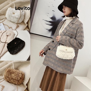 Lovito Casual Simples Acolchoado Corrente De Pelúcia Pequena Bolsa De Ombro Para Mulheres LFA11299