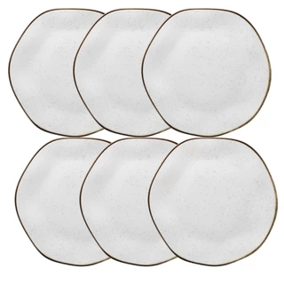 Cj 6 Pratos Rasos em Porcelana Oxford Maresia 27,5cm