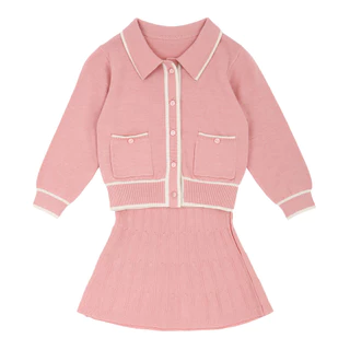 Conjunto De Suéter E Saia Com Gola Rosa ToTo Heros Kids Baby Toddler Girls Reina