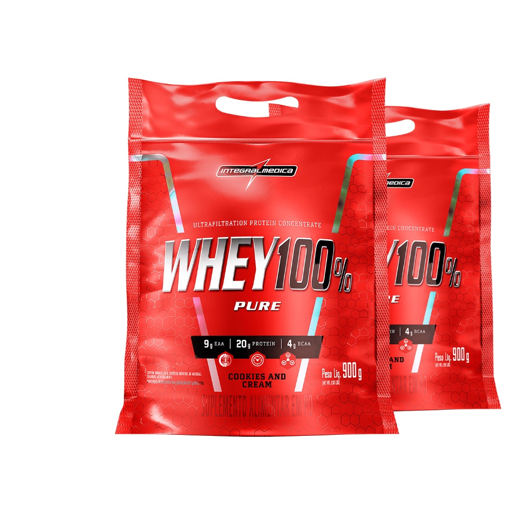 Kit Whey 100% Pure (2x900g) Cookies & Cream Integralmedica