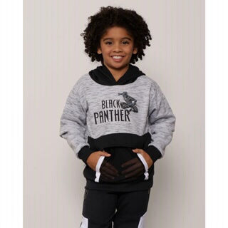 Blusão Moletom Infantil Estampa Pantera Negra Marvel Cinza