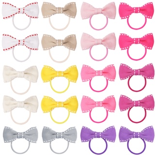 20Pcs 2 " Grosgrain Ribbon Pigtail Hair Bows Elásticos Para Faixas De Cabelo Porta Acessórios Bebês Meninas Toddler