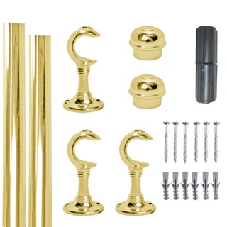 Varao Cortina Simples PADRAO 2 Metros Cromado ALUMINIO 19MM QUARTO SALA COZINHA dourado amarelo ponteiras bucha