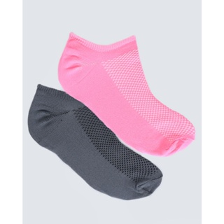Kit Meia Feminina Invisível 2 Pares Fitter Rosa Neon E Cinza