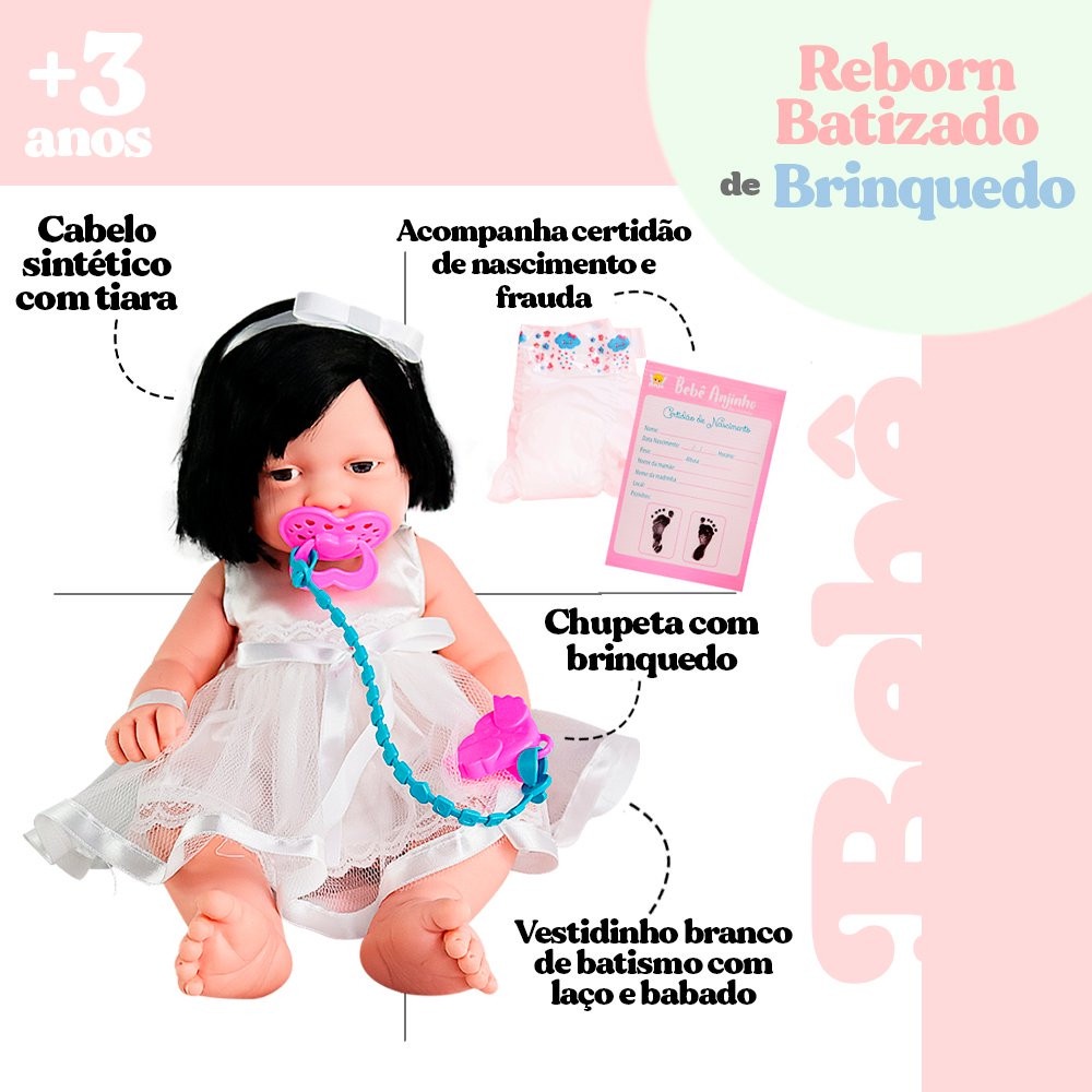Carrinho de Boneca para Bebê Reborn, com Boneca Bebê de Vestidinho