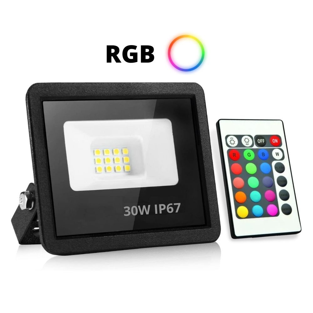 Refletor Externo Led 30w RGB SMD Ip67 Prova D'Água Bivolt Luz ...