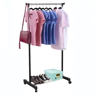 Arara Cabideiro Compacto Regulável Inox Roupas Sapato Bolsa Com Roda