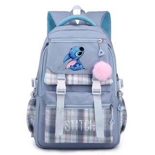 Mochila Lilo e Stitch para meninos e meninas, mochila escolar de viagem simples e casual com bolsos para alunos do ensino médio