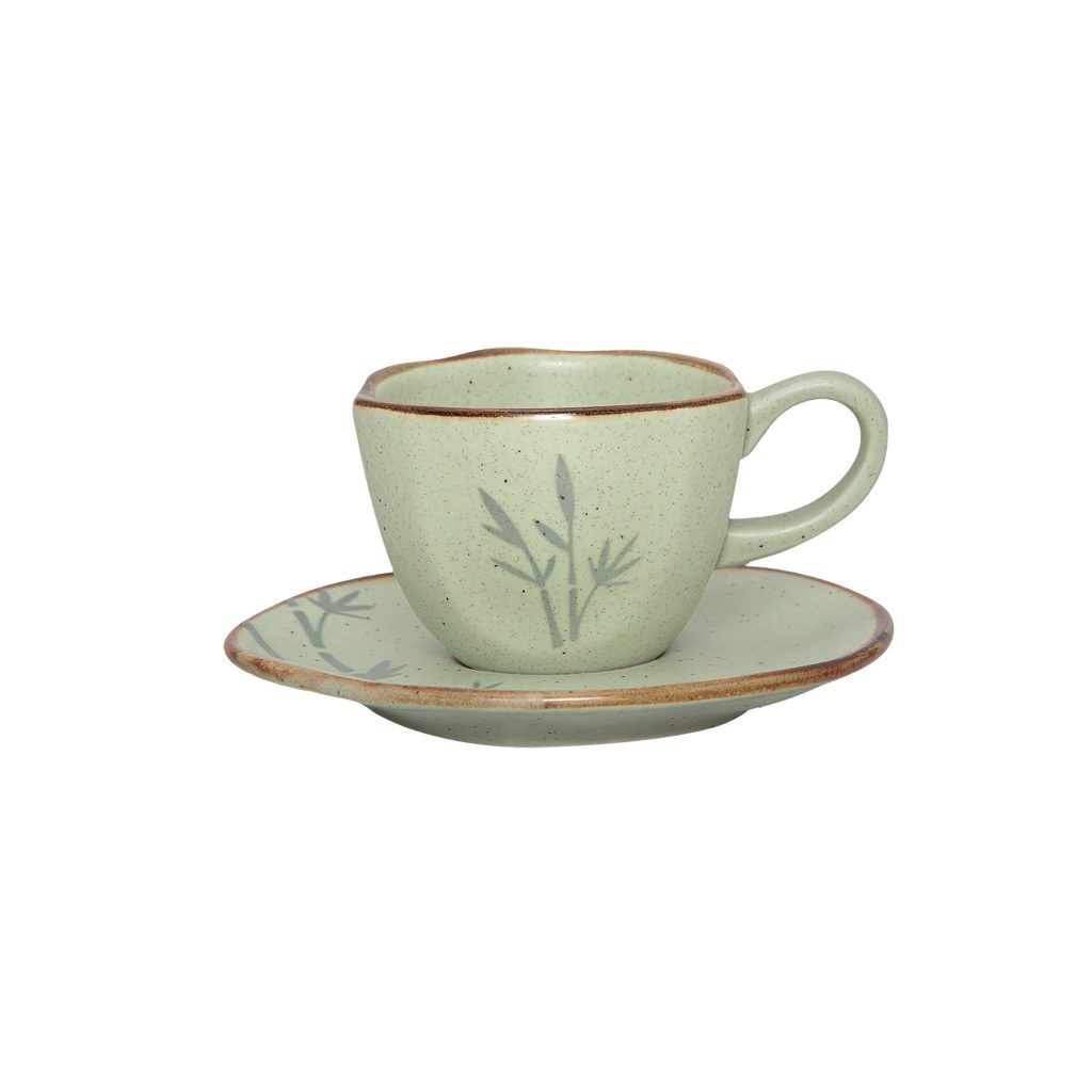 Xícara Café Com Pires Ryo Bambu 75ml Verde Oxford Porcelanas