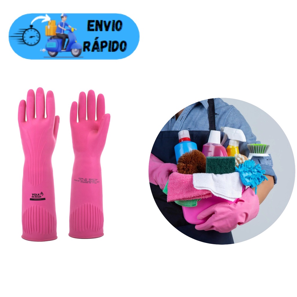 LUVA DE LATEX VOLK RANHURADA ROSA MULTIUSO IPERMEAVEL ANTIDERRAPANTE ...