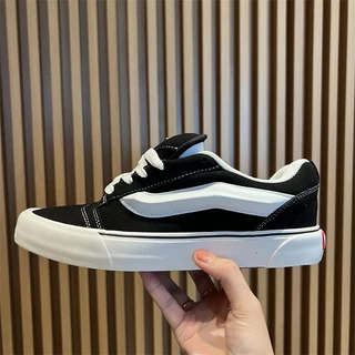 Lançamento do masculino brasileiro feminino KNU SKOOL clássico preto e branco engrossado língua casual Sapatos de skate retrô gorda sapatos de pão DU1Y