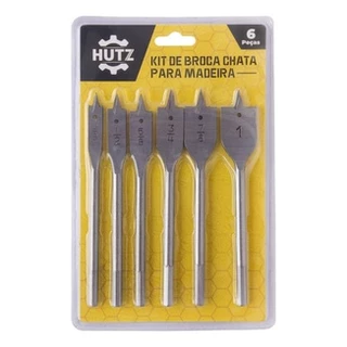 Jogo Kit Broca Chata para Madeira 6 peças Aço C45 Furadeira