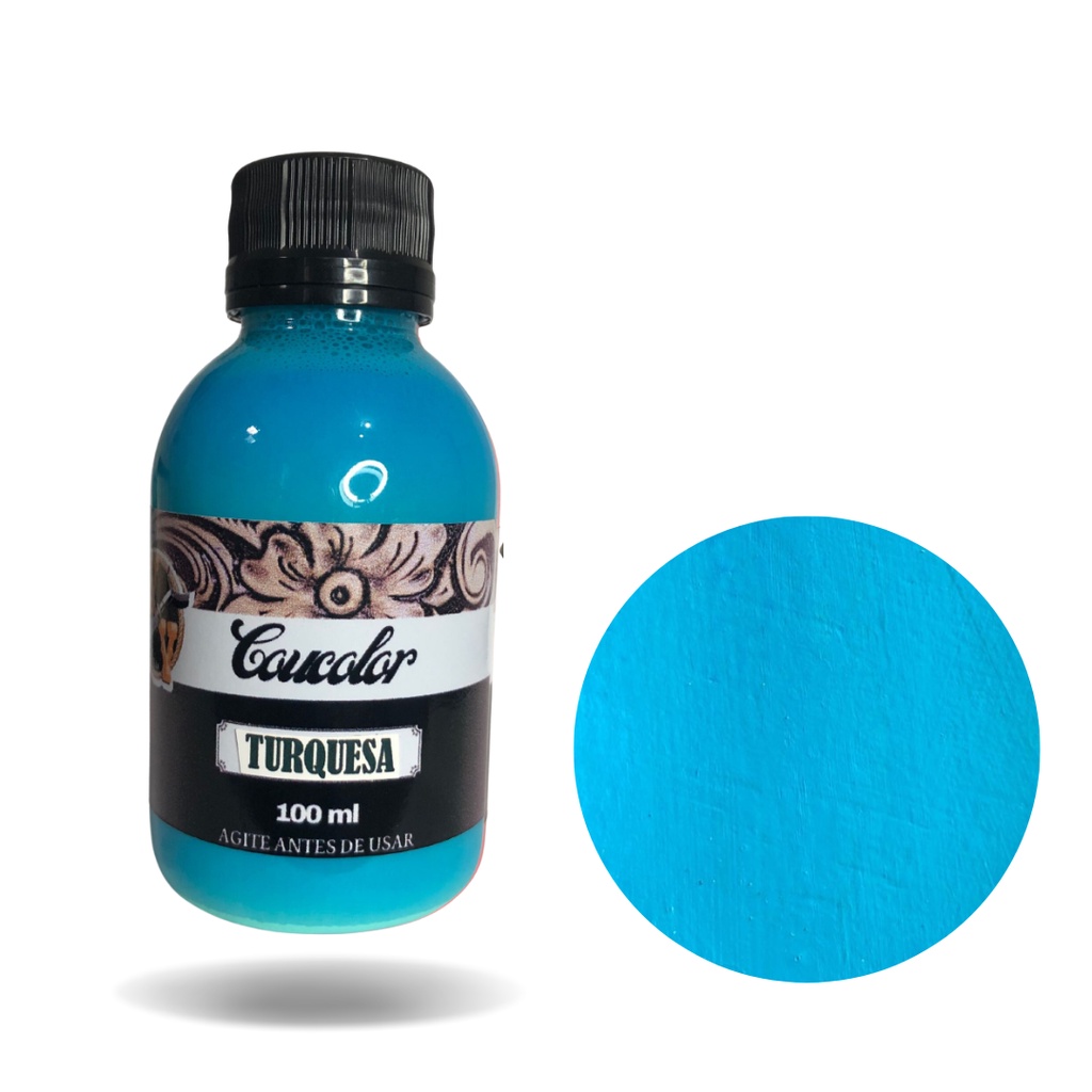 Tinta P/ Couro Colorida Pintura Cintos, Carteiras, Desenhos Coucolor Base Agua Turquesa 100 ml
