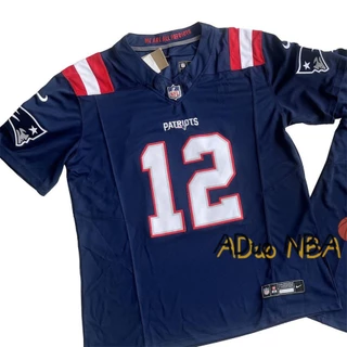 Camisa NFL 2024 Nova Terceira Geração New England Patriots 12# Tom Brady Jersey Navy de Futebol Americano Limited Jersey