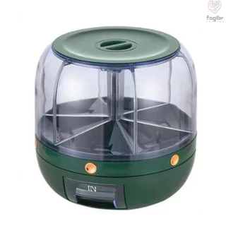 NEW Dispensador de grãos giratório 360 °, 6 grades, feijão de arroz, caixa de armazenamento de alimentos secos, organizador de alimentos de cozinha à prova de insetos