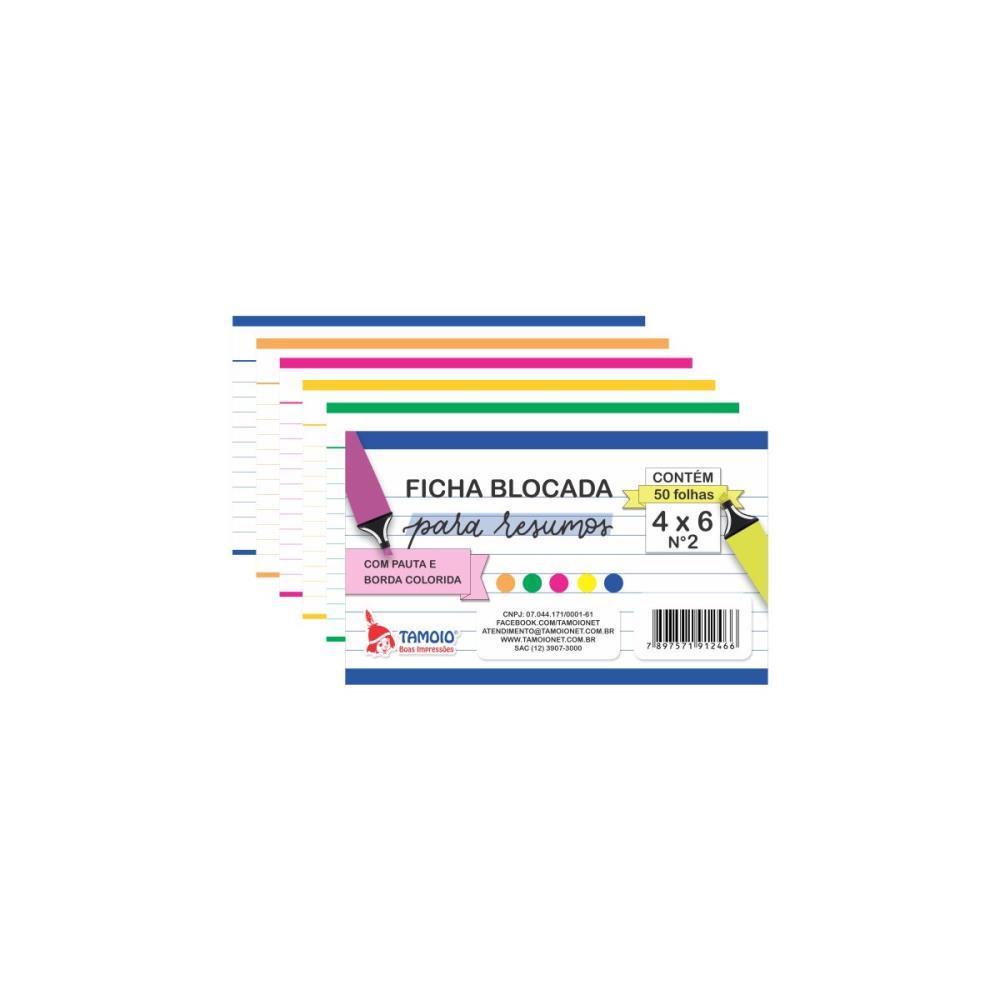 FICHA PAUTADA 4X6 N2 101X152MM 50F. COLORIDA