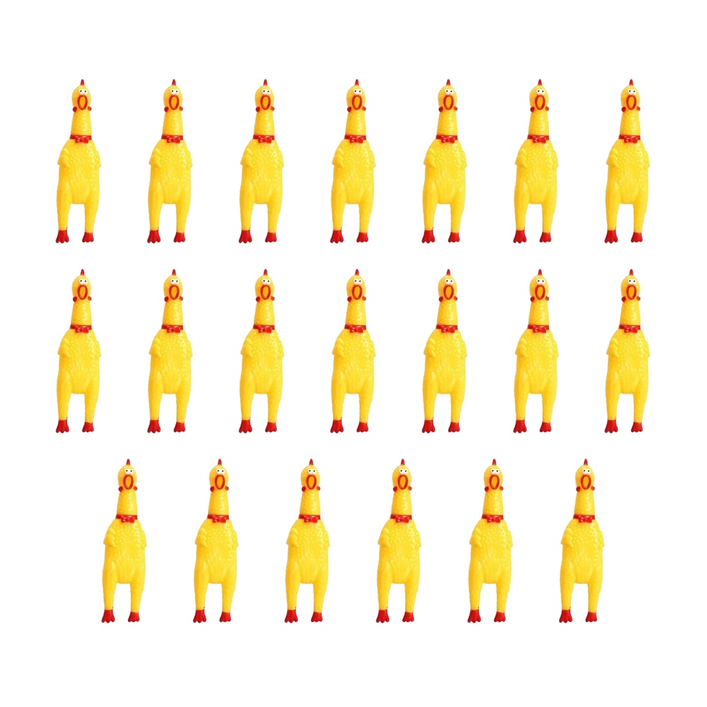 kit 20 Unidades Brinquedo Galinha Borracha Cachorro Mordedor Frango 17cm