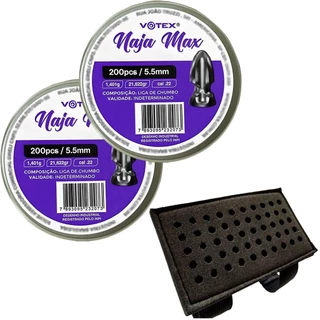 Kit 2 Chumbinhos Naja Max 5.5mm 200pcs/pot - Votex + Porta Chumbo em Oferta na Shopee