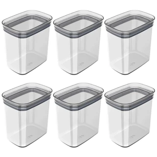 Kit 6 Pote 1,5L Hermetico Organizador Cozinha Transparente