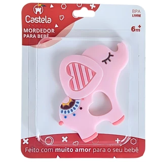 Mordedor Massageador de Gengivas Macio Elefante Rosa Livre Bpa Infantil Castela