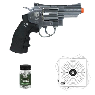 Revolver Cromado Co2 Rossi Wingun 708s 4.5mm +alvos +esferas