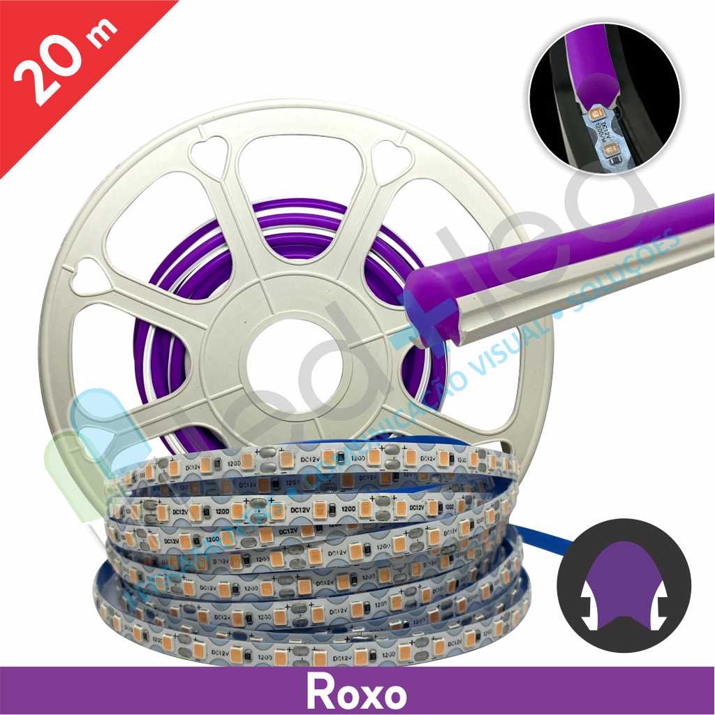 20 metros Neon LED 2a Geração Kit Roxo 6x12 + Fita LED IP20 | Shopee Brasil