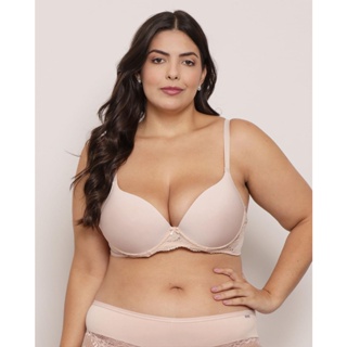 Sutiã Plus Size Feminino Base Com Bojo Renda Bege