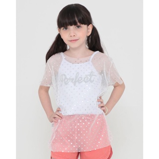 Regata Cropped Infantil Com Tule Poá Perfect Branco