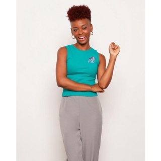 Regata Feminina Disney Estampa Stitch Canelada Verde