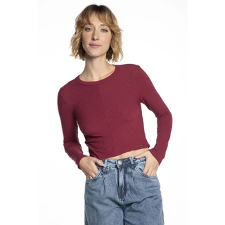 Blusa Feminina Manga Longa Polo Wear Vermelho Escuro