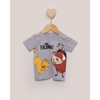 Camiseta Bebê Manga Curta Disney Estampa Rei Leão Cinza