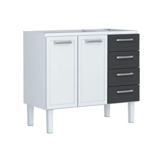 Gabinete de cozinha para pia de 120cm Apólo Flat 117,2x52,4cm preto Cozimax