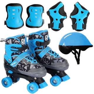 Patins Masculino Ajustavel Com Acessorios Azul Crianca 4 Roda Com Cadarco 6550 - Dm Toys