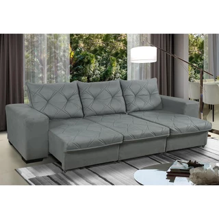 Sofá Retrátil Reclinável 4 Lugares Bali 2,30 Suede c/ molas