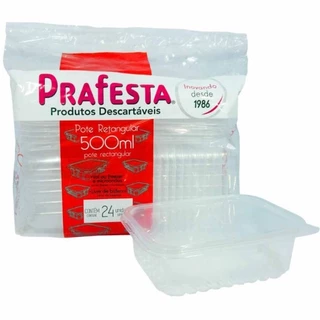 24un Pote Marmita Descartável 500 / 750 / 1000ml Fitness Fit Freezer Microondas dieta PRAFESTA..