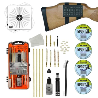 Kit Limpeza Gunpany Armas 4.5mm 5.5mm + Lata Chumbinho Rossi Sport 4.5mm + Pulseira Porta Munição AR15 Sport