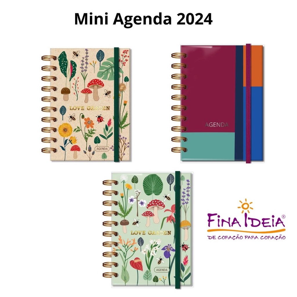 Mini Agenda 2024 Espiral 9,5 x 13,5 cm 168 Fls 63g Fina Ideia