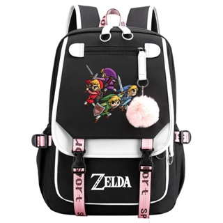 Jogo Zelda Kingdom Tears USB adolescente estudante mochila casual para homens e mulheres com fita flip mochila