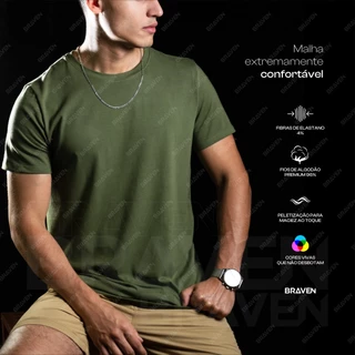 Camiseta Basica Masculina Lisa Algodão Premium Peruano 40.1 com Elastano Braven