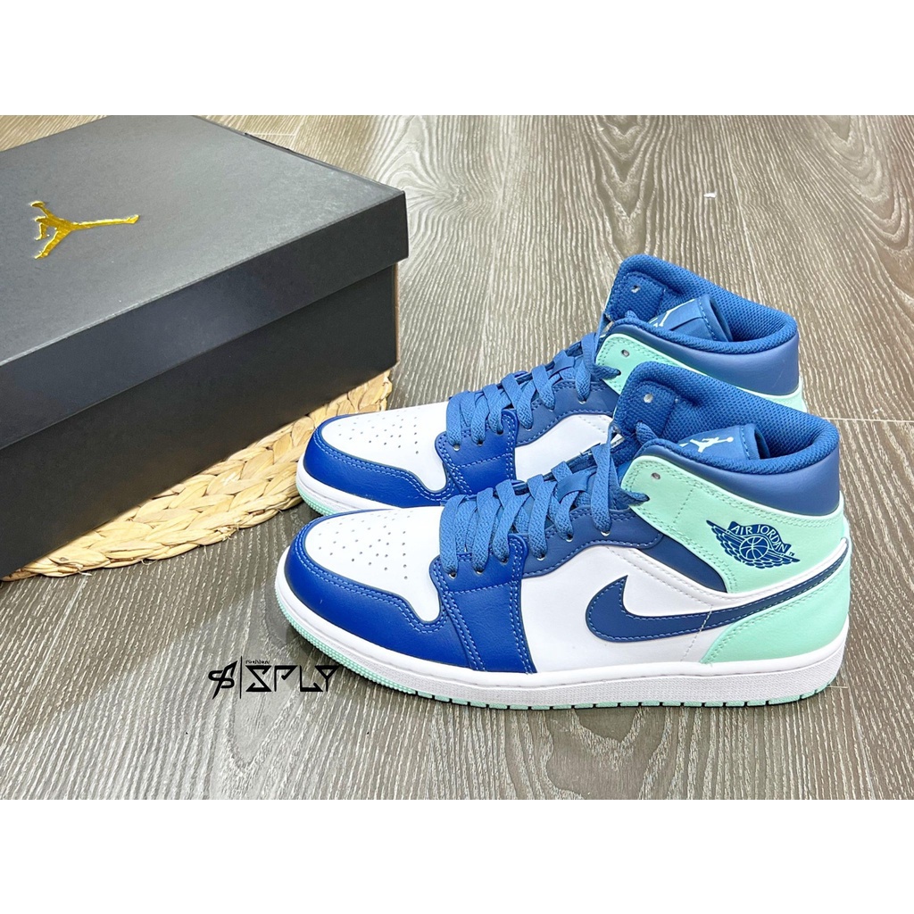 Ar de alta qualidade Jordan 1 mid blue mint blue 554724-413