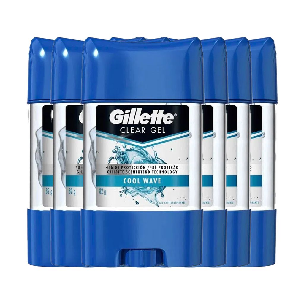 Kit Desodorante Gillette Clear Gel Cool Wave 82g - 6 Unidades