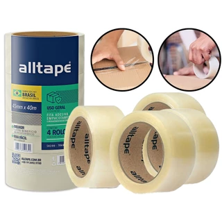 Kit 4 Rolos Fita Adesiva 40 Metros Transparente Empacotamento Uso Geral Fixa Fácil