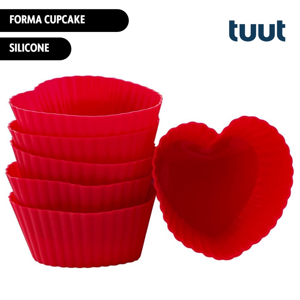 Forma Cupcake com 6 unidades Silicone Coração Tuut Yazi | Shopee Brasil