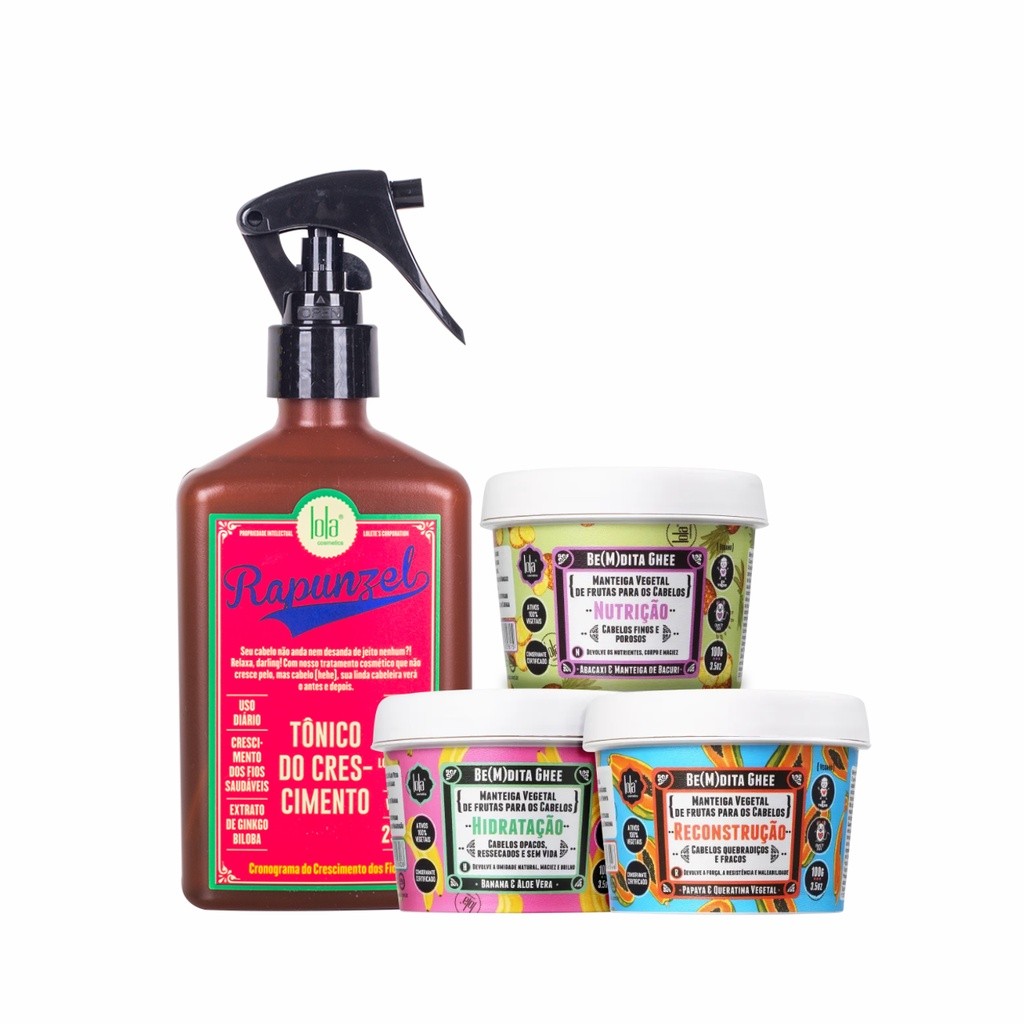 Lola Kit Bemdita Ghee 3 Itens + Tonico de Crescimento Rapunzel