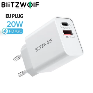 BlitzWolf ® BW-S20 20W 2-Portas PD3.0 QC3.0 Suporte De Carregador De Parede FCP AFC Carregamento Rápido Adaptador De Plug Ue iPhone 13 14 15 15 Pro/Max Para Samsung Galaxy S23 Xiaomi 13pro