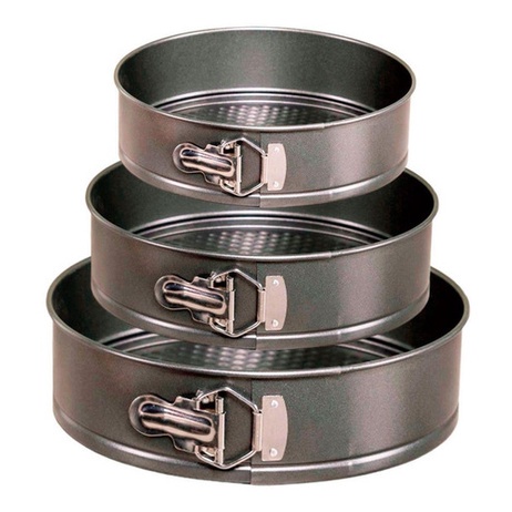 Conjunto de 3 Formas de Fundo Removível (24/26/28 cm) para Assar Bolos - Jogo de Assadeiras Antiaderentes e à Prova de Vazamentos em 3 Camadas